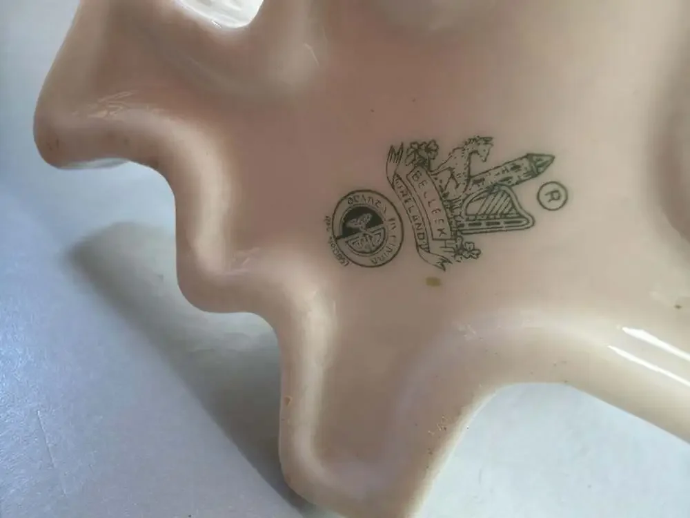Belleek Ireland Shamrock Tree Trunk Triple Spill Vase 6th Mark‎